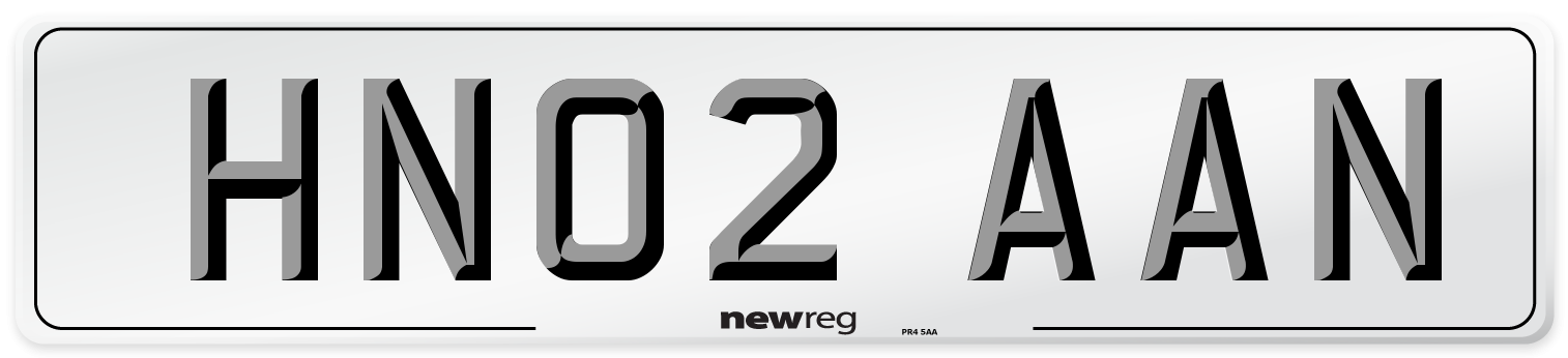 HN02 AAN Number Plate from New Reg